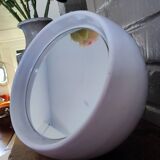 White Ceramic Table Mirror Weighted in a Space Age Ball Shape