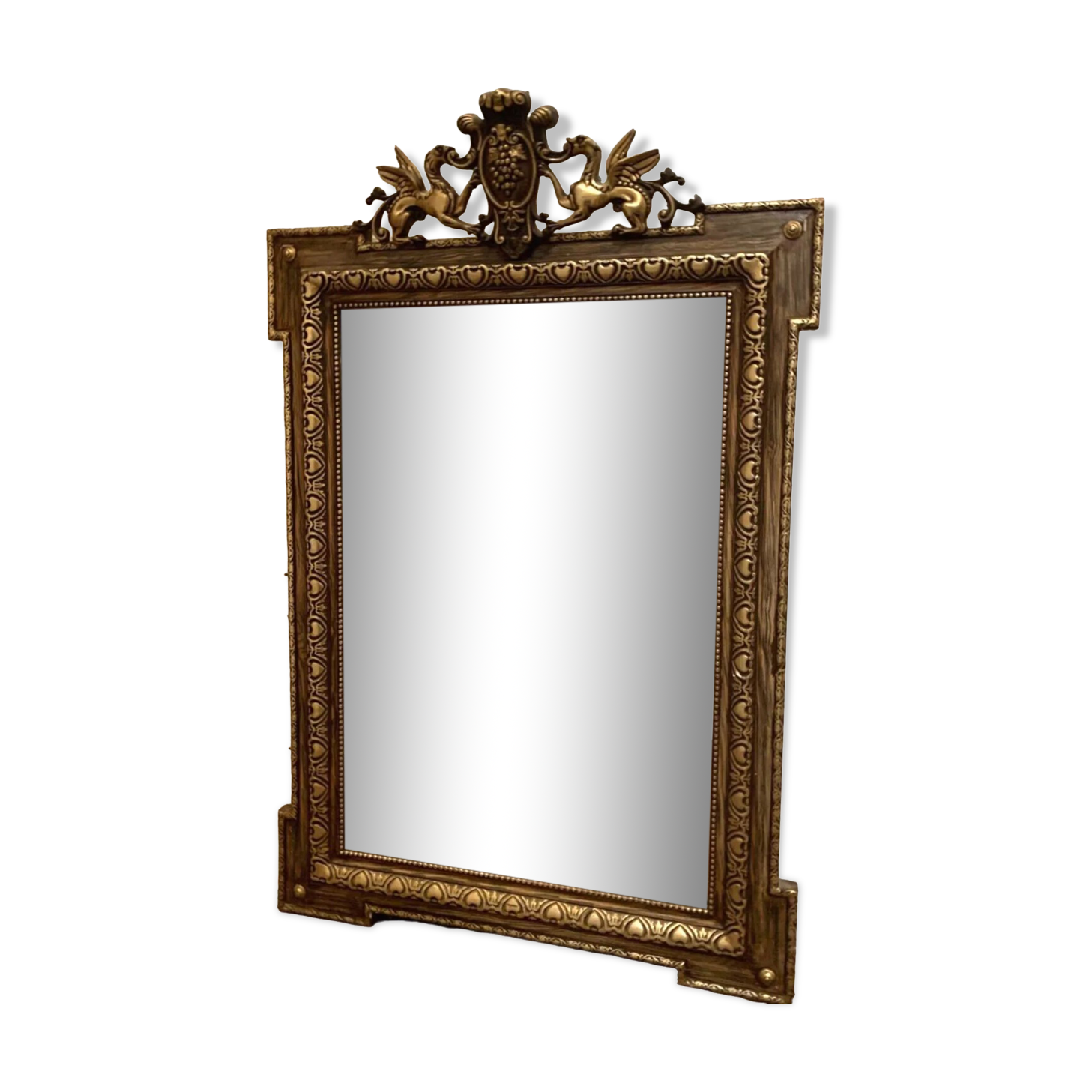 Napoleon III style mirror in wood and patinated stucco XX century