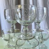 Vintage Biot-style bubbled stemmed glasses