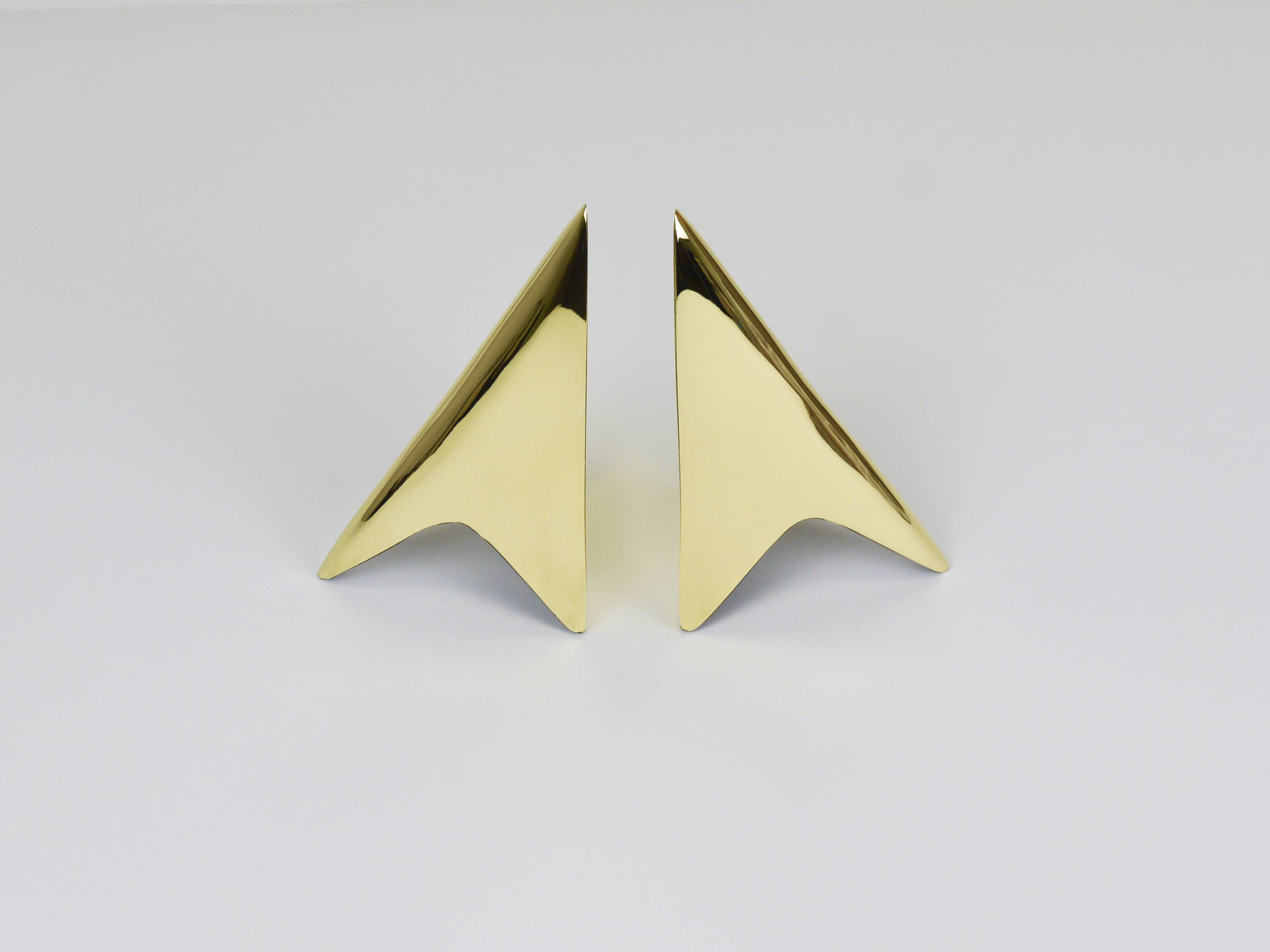 Pair Carl Auböck Minimalist Rocket Brass Bookends #3846, Vienna, Austria