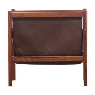 Scandinavian magazine holder in Rio rosewood and leather
