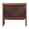 Scandinavian magazine holder in Rio rosewood and leather