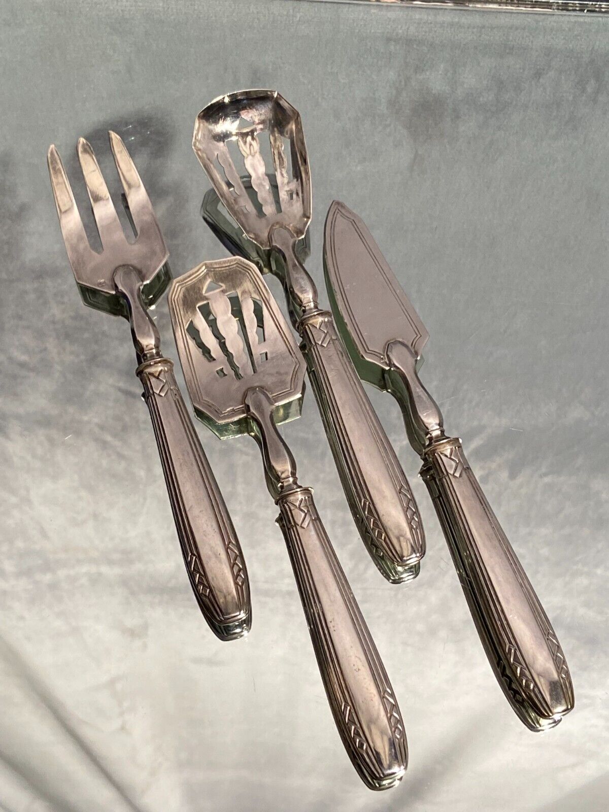 Confectionery service hors d'oeuvres sprinkler silver metal design Vintage