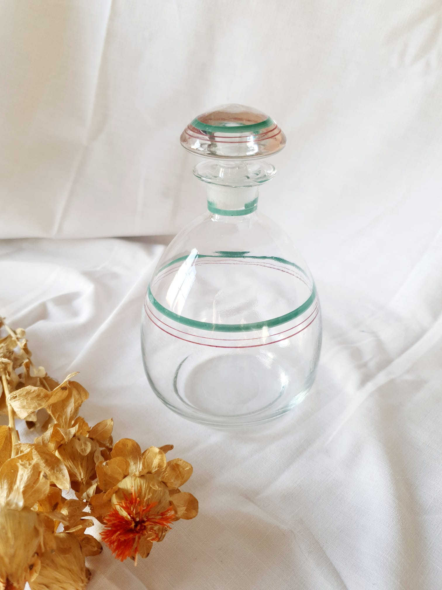 Round glass bottle decanter