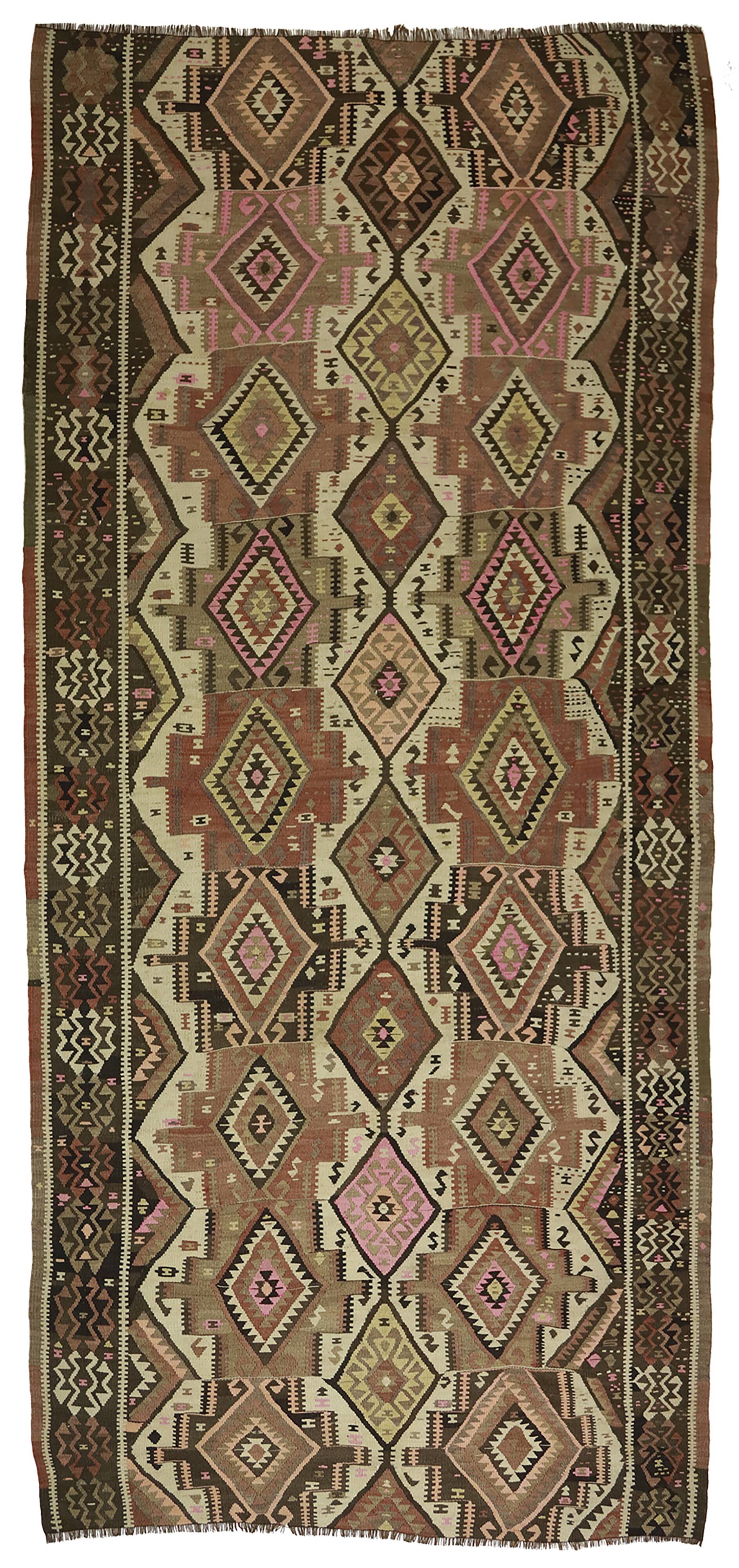 Kilim Kars Anatolia 168x360 cm Fertility Pattern Handwoven Vintage
