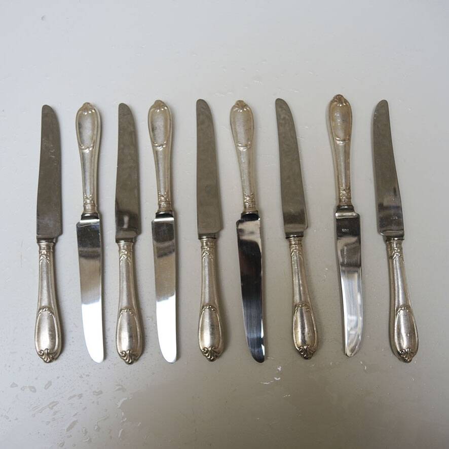9 old stainless steel knives by Grossmann