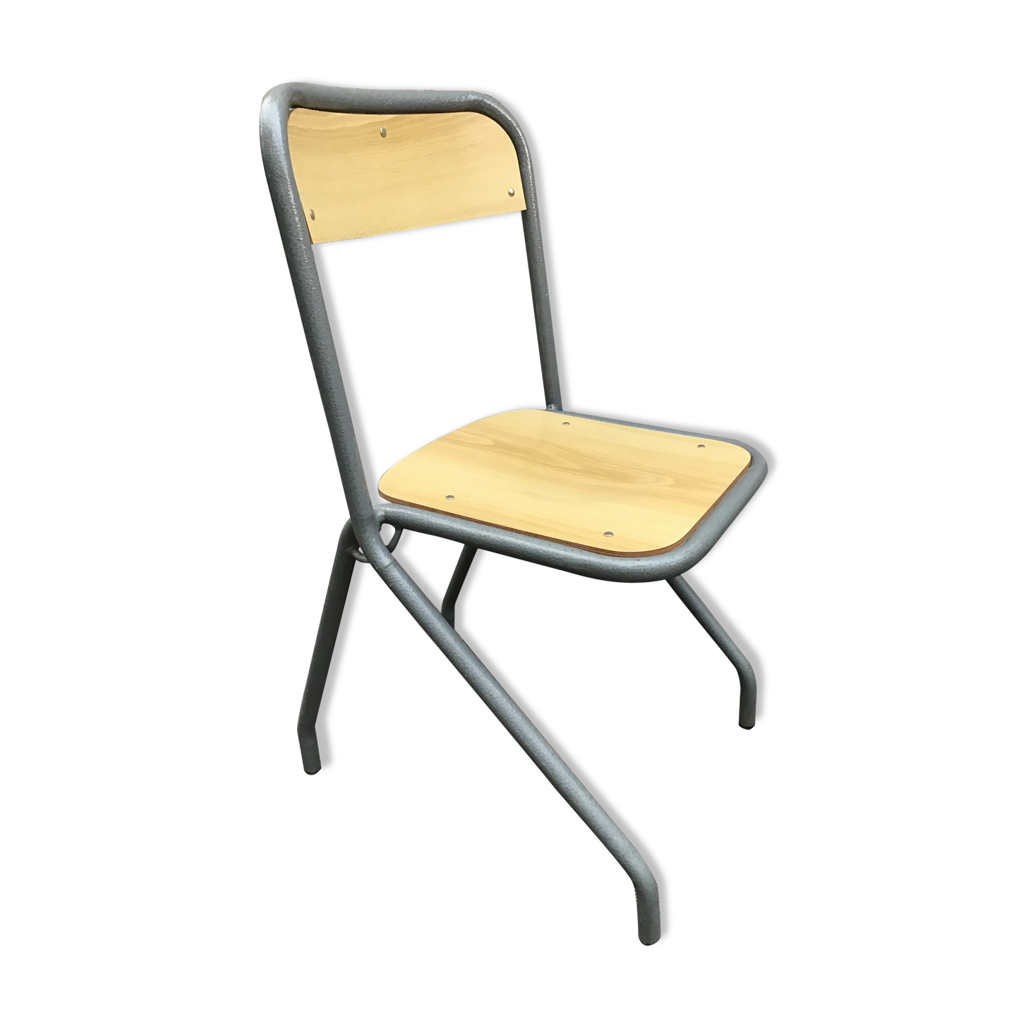 School chair child light wood grey (x4)