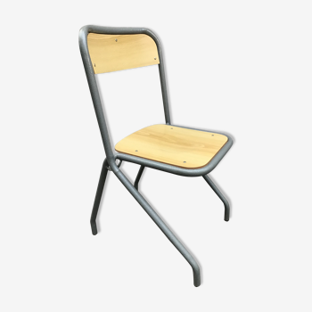 Chaise école enfant bois clair gris (x4)