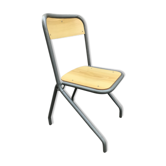 Chaise école enfant bois clair gris (x4)