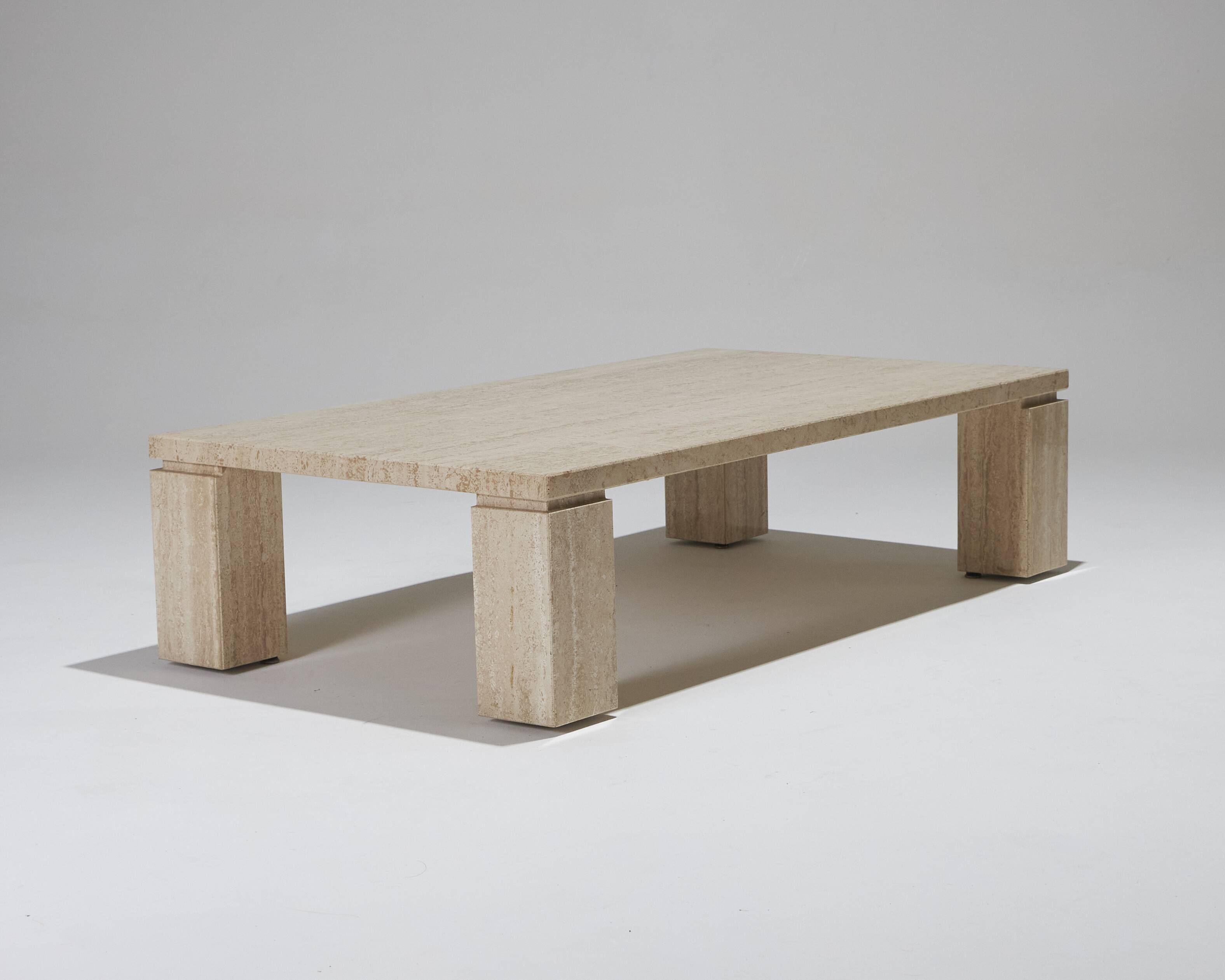 Rectangular travertine coffee table, 1970s