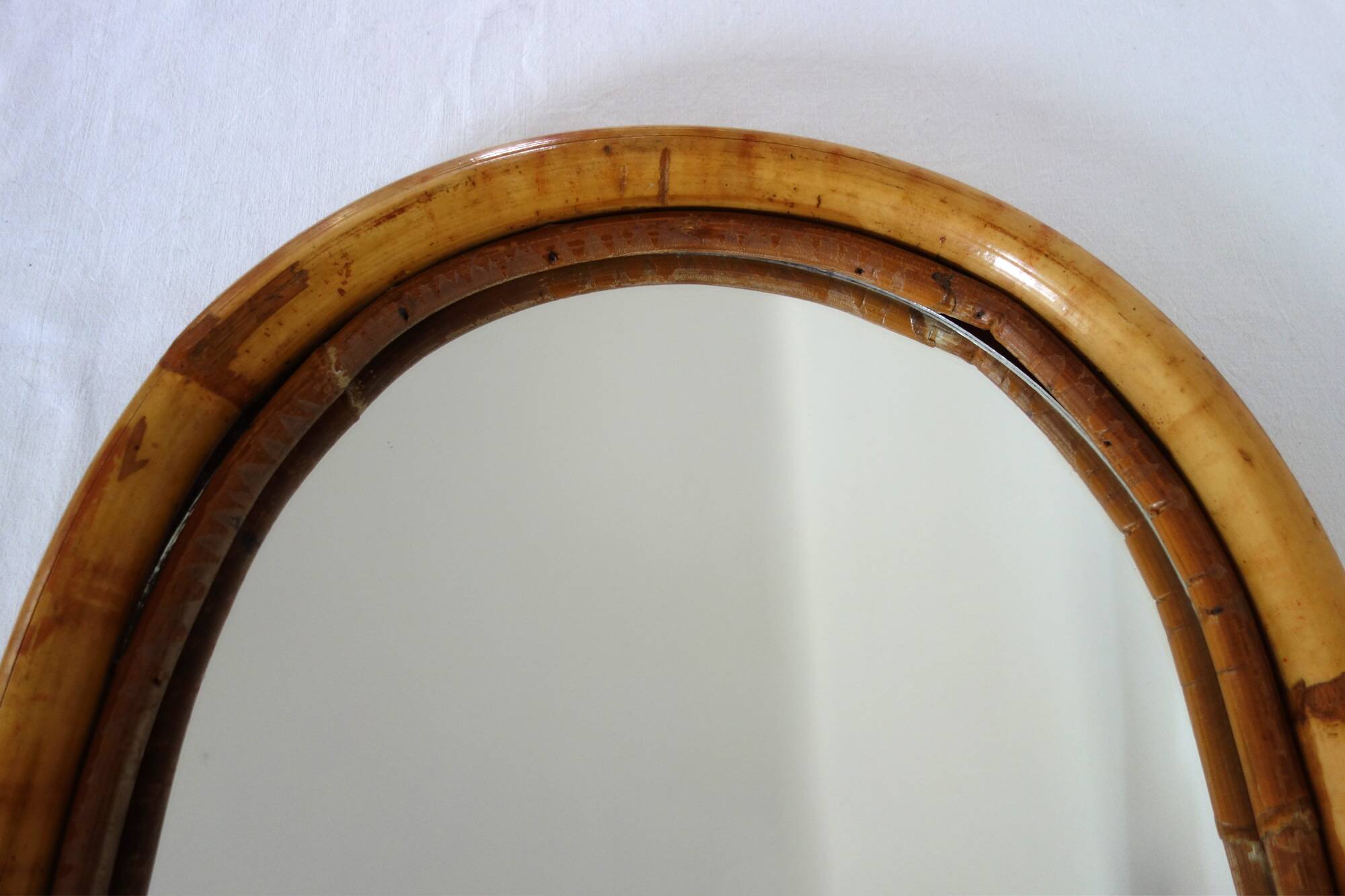 Vintage arch bamboo mirror 62x41cm