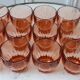 Lot de 12 verres à eau en verre rose art déco