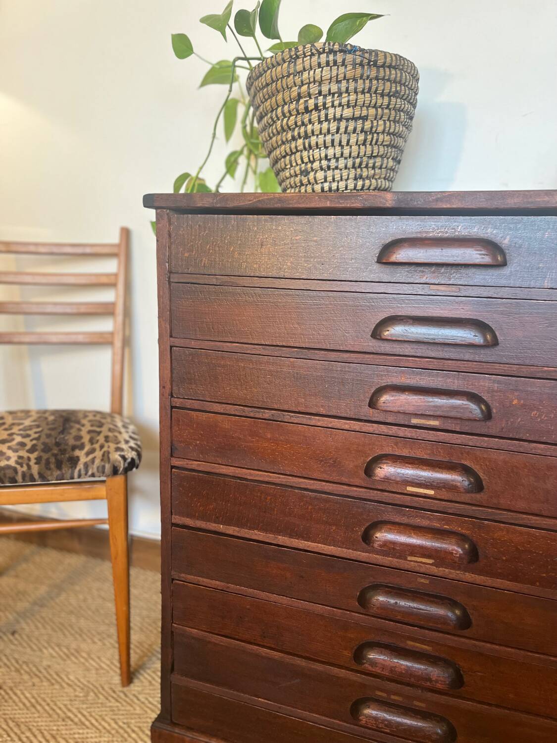 Vintage wooden architect's professional furniture