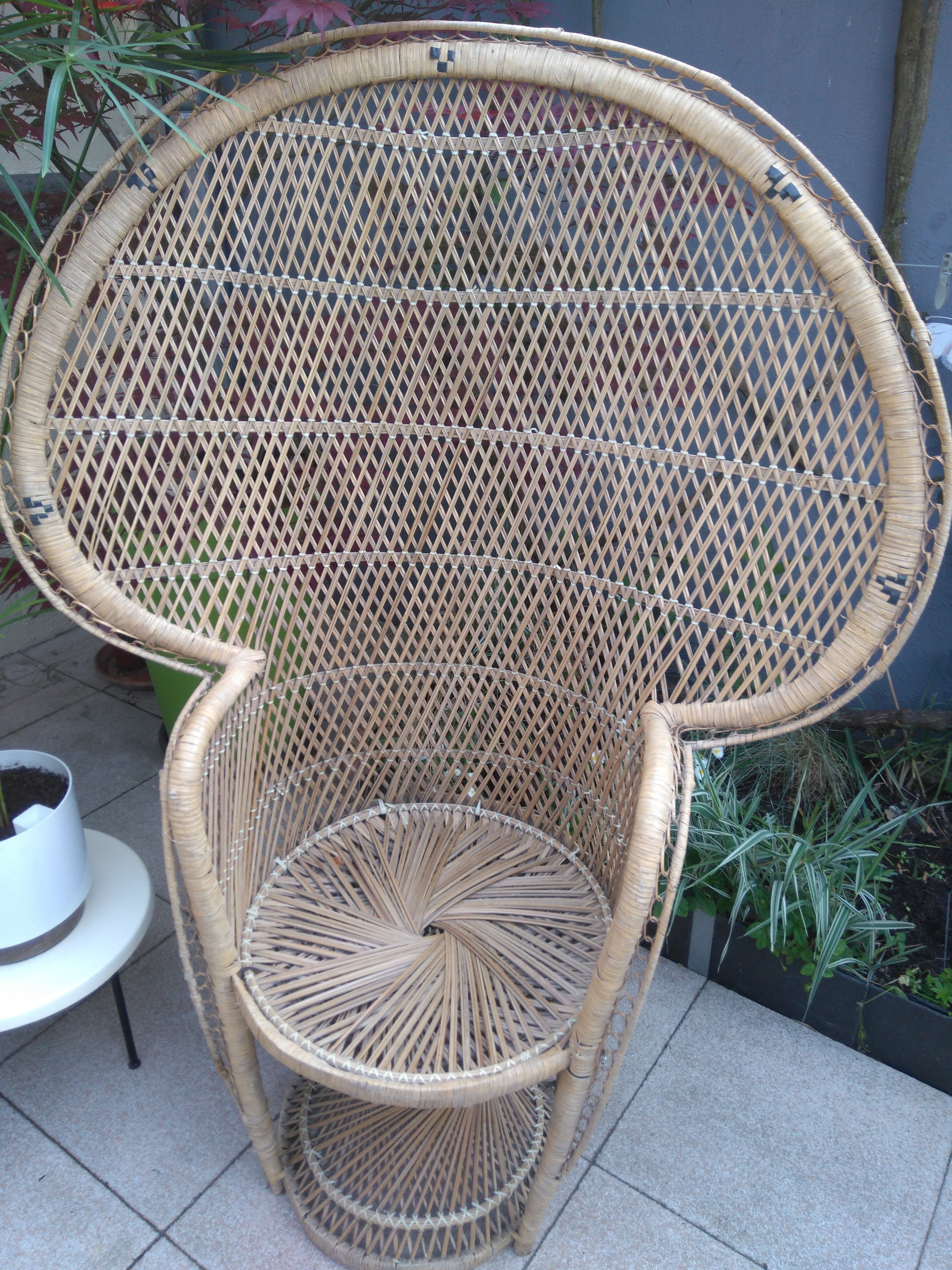 Pair of Emmanuelle rattan armchairs
