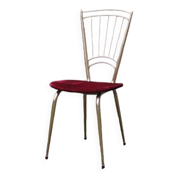 Vintage chair in gilded metal and velvet seat