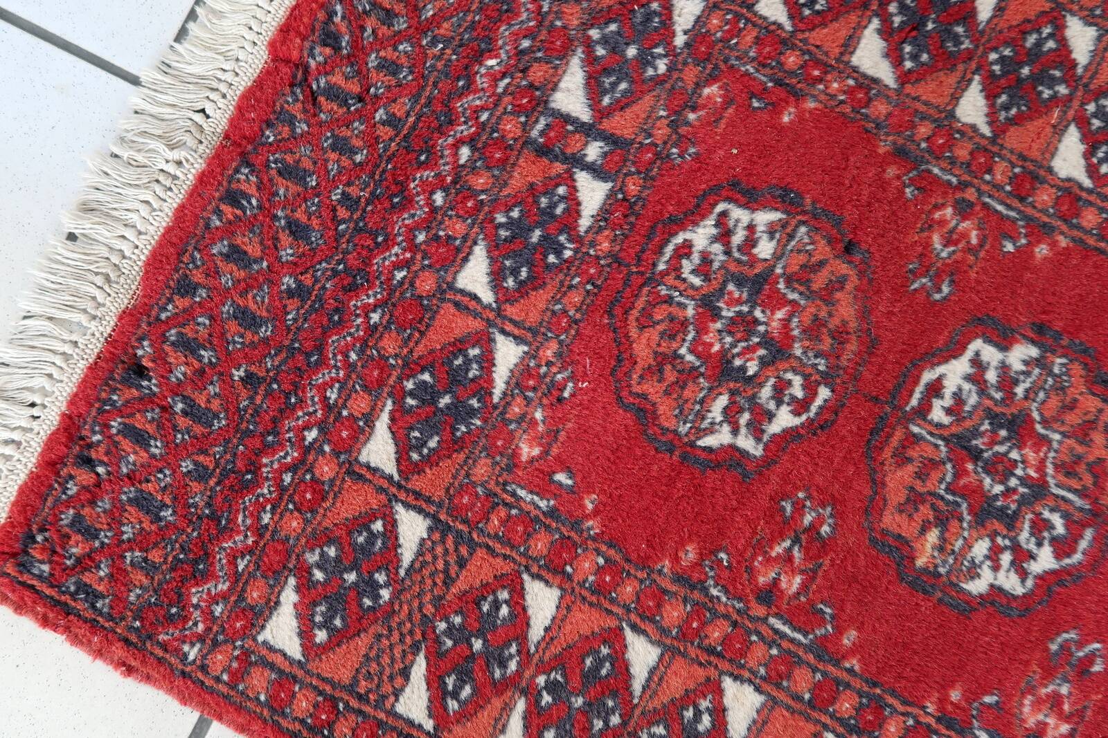 Tapis vintage fait main Afghan Ersari 62cm x 88cm (1970s) en laine