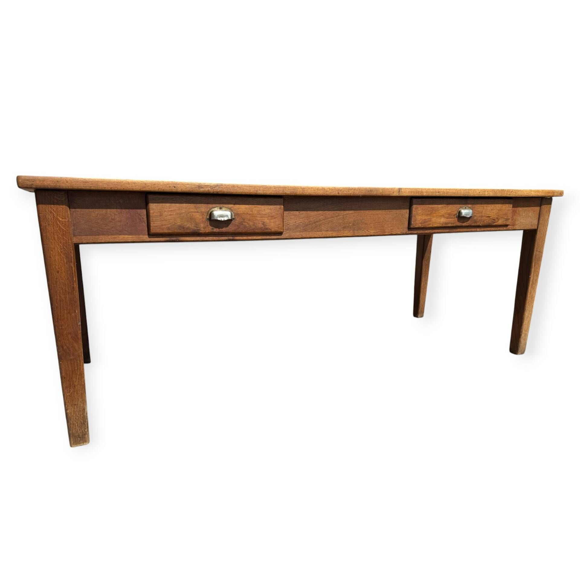 Farm table in Oak 1900 France 2 drawers