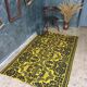 Wool handwoven yellow rug Romanian rug. Teppich. Tapis roumain. Romania