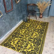 Wool handwoven yellow rug Romanian rug. Teppich. Tapis roumain. Romania