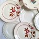 Vintage flower dessert plates from Sarreguemines, Longwy, and Lunéville.