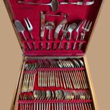1960s bamboo brass cutlery set
