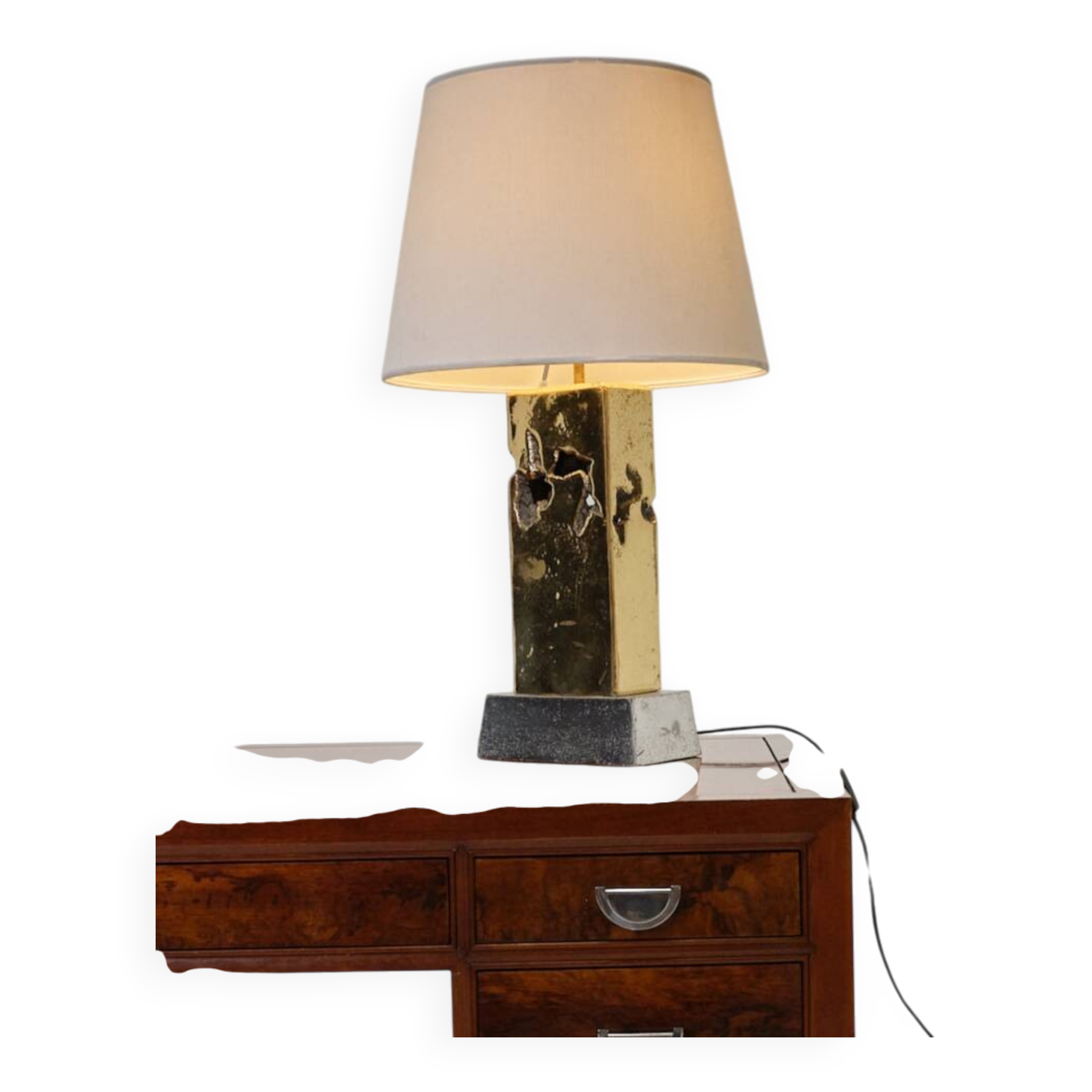 BRUTALIST BRONZE LAMP, DAVID MARSHALL, 1980s