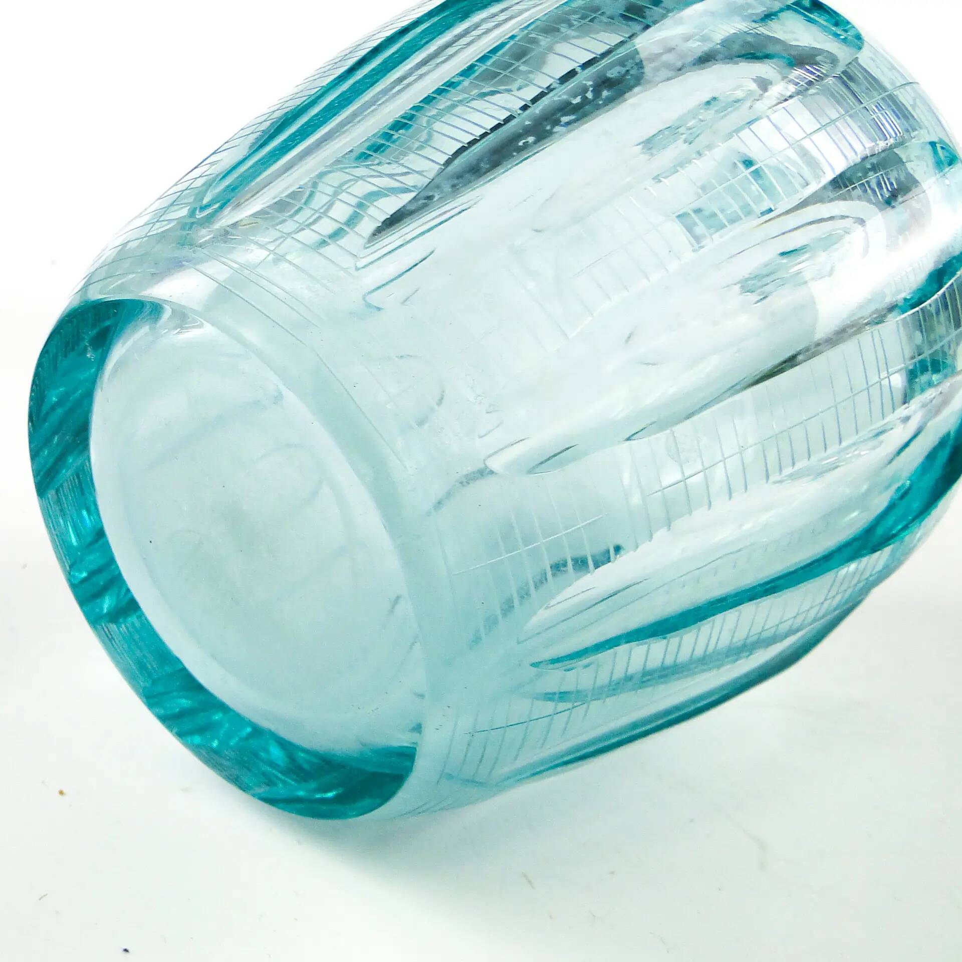 Carafe Beryl, moderne du milieu du siècle, en verre turquoise, Moser, Tchécoslovaquie, années 1960.