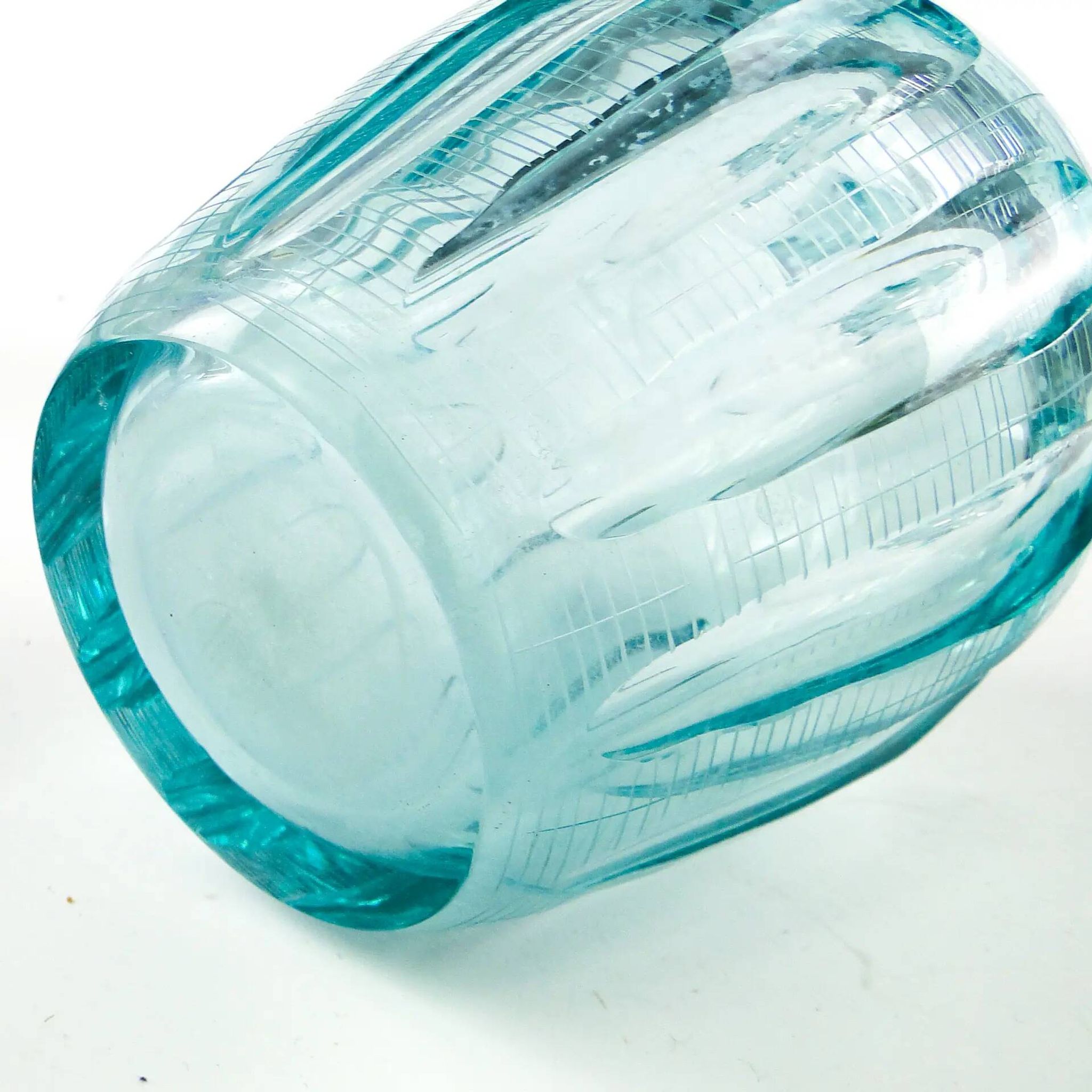 Beryl decanter, mid-century modern, turquoise glass, Moser, Czechoslovakia, 1960s