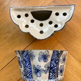 Pair of ceramic flower pots - flower picks with blue floral motifs