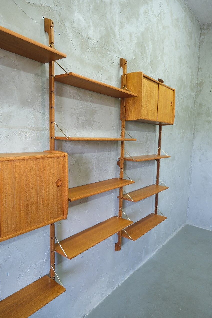Mid-century modular teak wall unit by john texmon for blindheim mobelfabrik, norway, 1960s