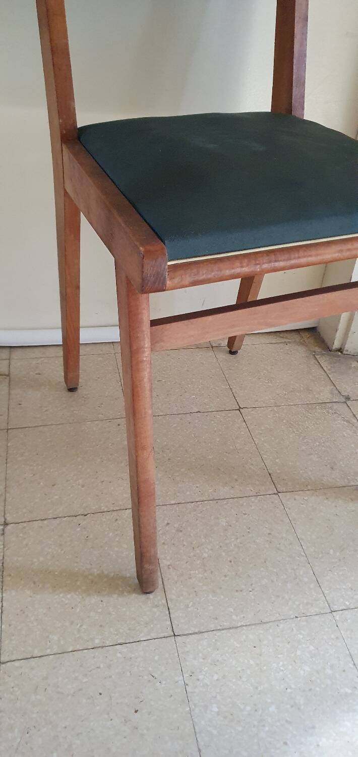 Vintage green leatherette and wood chair