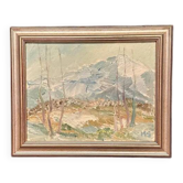 Peinture à l'huile suédoise originale - "Scène de nature" par Maja Sjöberg - Signée - Vintage et encadrée - 35,5 × 43,5 cm (14" × 17,1")