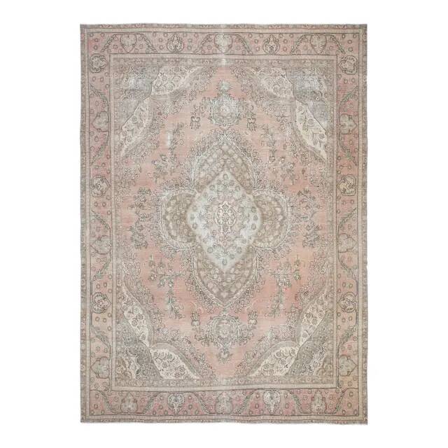 1970s Vintage Persian Handmade Wool Cotton Orange Area Rug 285x381