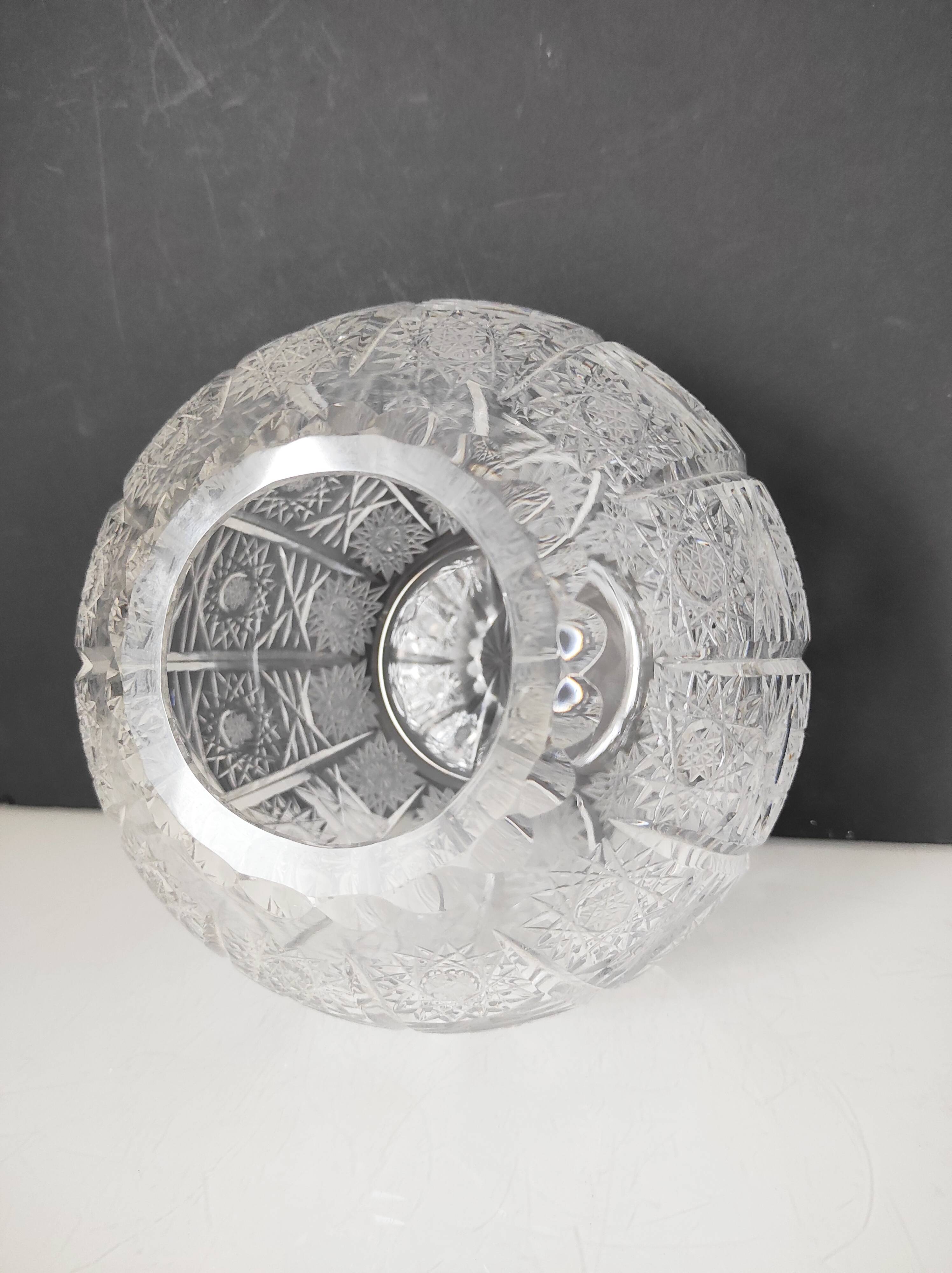 Cut crystal ball vase
