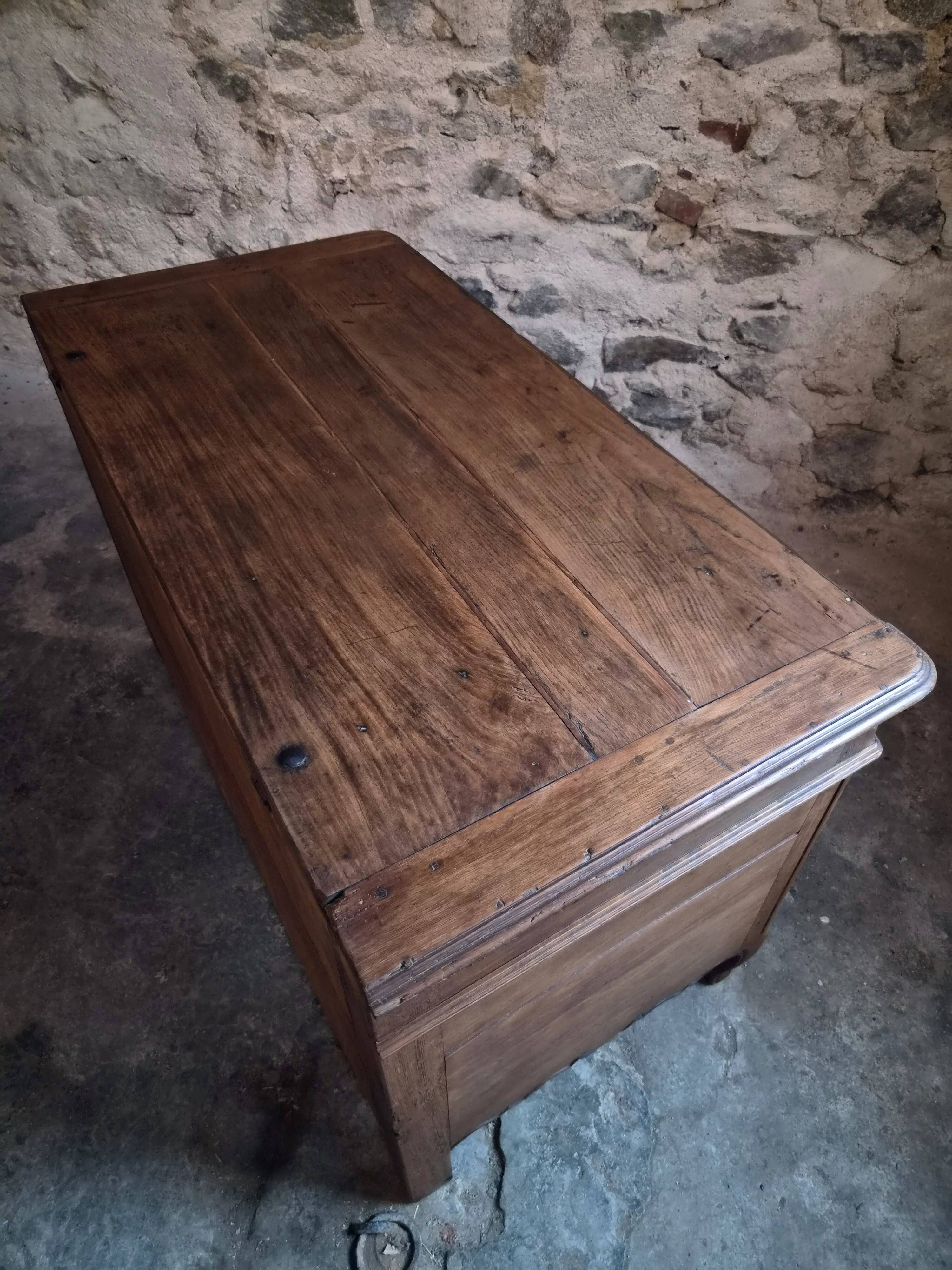Antique marriage chest in oak / blanket chest – 18th century, Auvergne, France