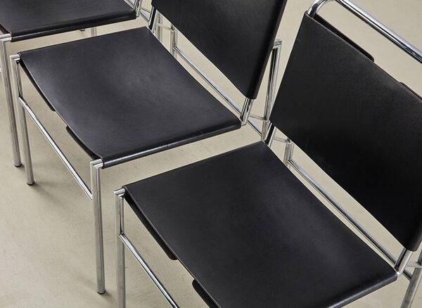Eileen Gray Ensemble de 4 chaises de salle à manger Roque Brune pour Classicon 1927/années 1990