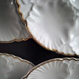 6 White porcelain oyster plates Cérabel Manufacture Belges