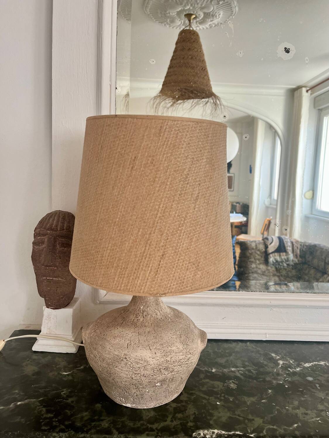 Handcrafted ceramic lamp signed ryes, 1960s