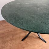 Round dining table – green marble & wrought iron