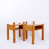 20th-Century Swedish Nightstands in Solid Pine, Set of 2