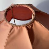 1950s wooden and pink fabric table lamp