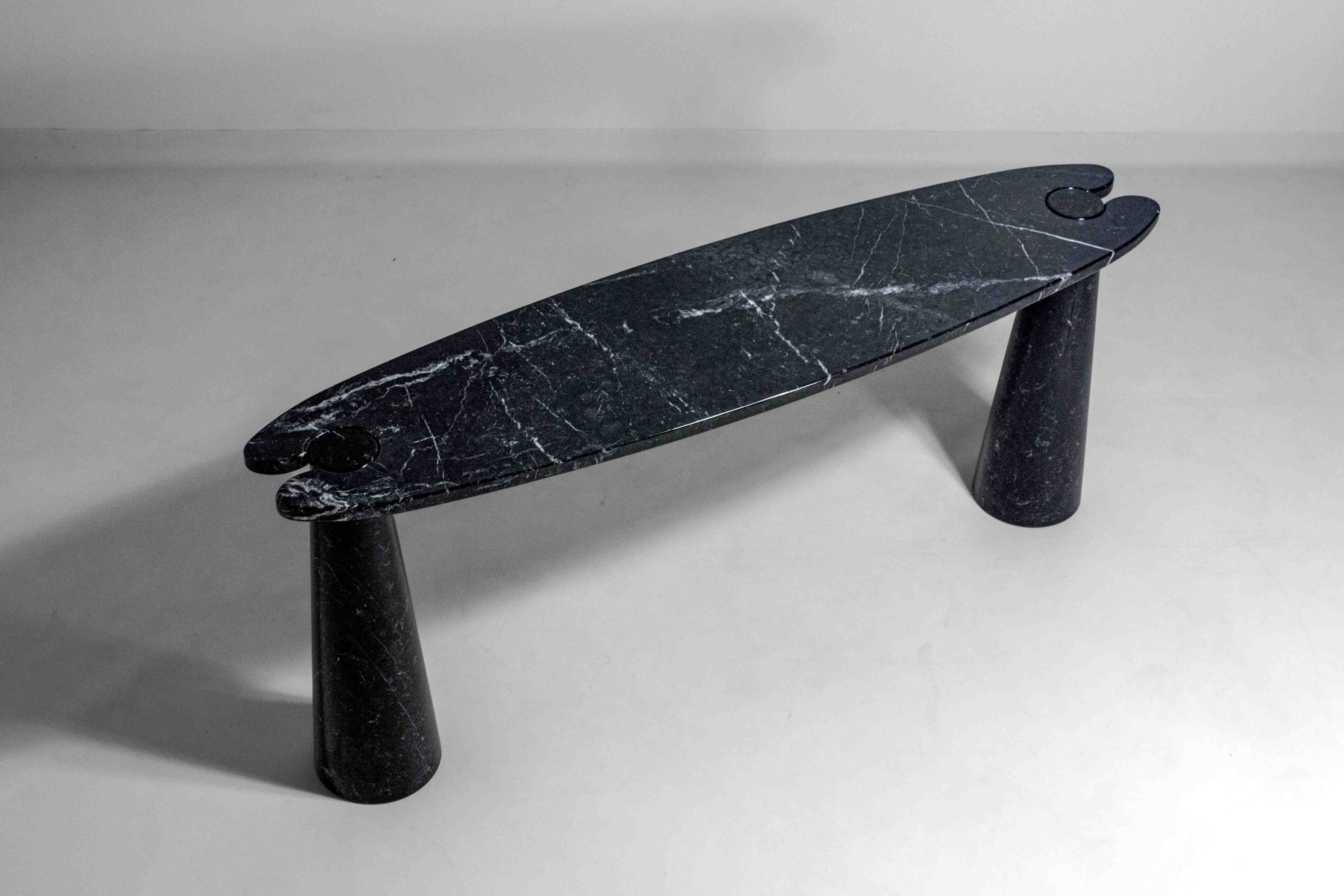 'Eros' console table in black marquina marble by Angelo Mangiarotti