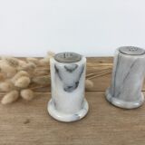 Marble pepper salt shaker duo
