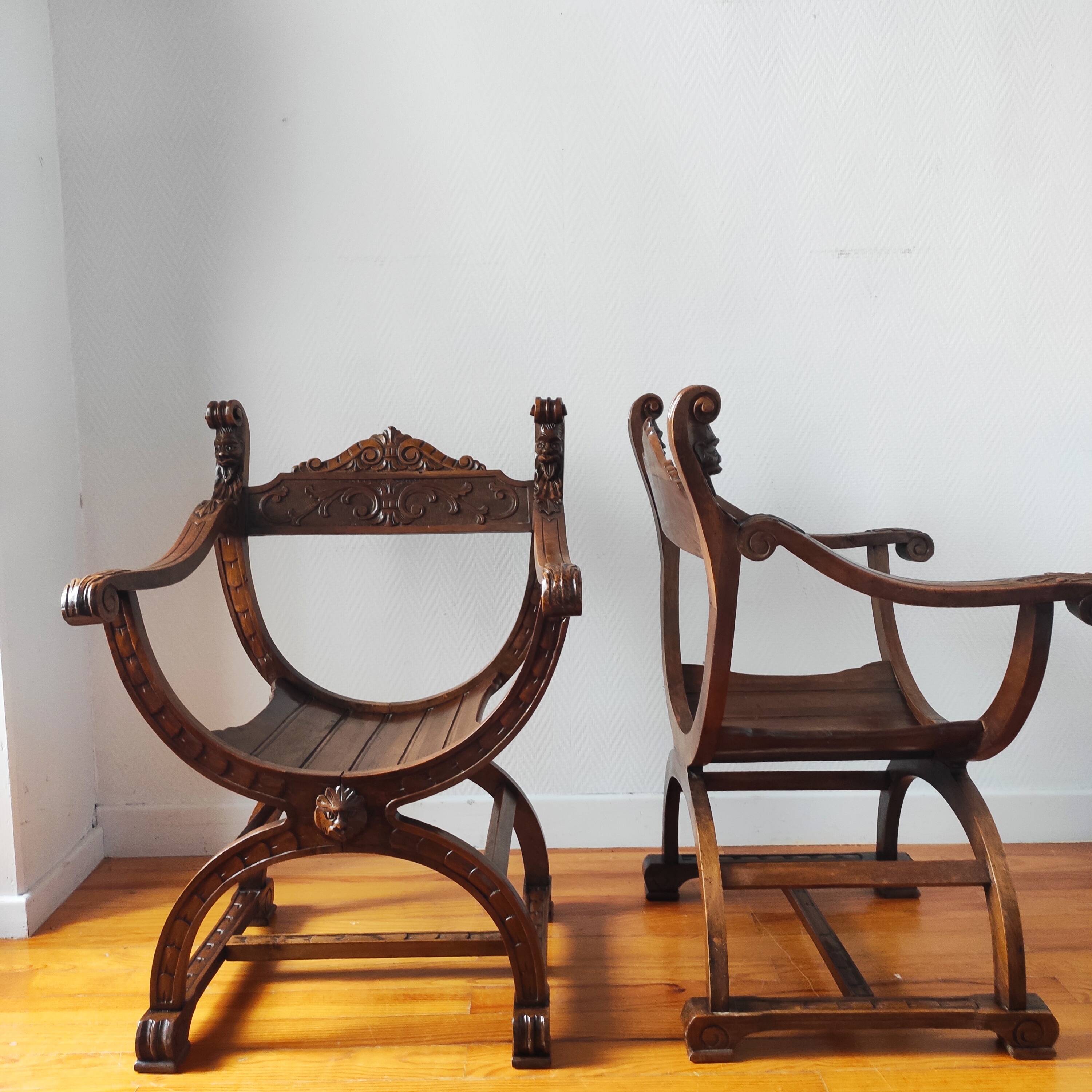 Pair of Dagobert walnut armchairs from the late 19th century