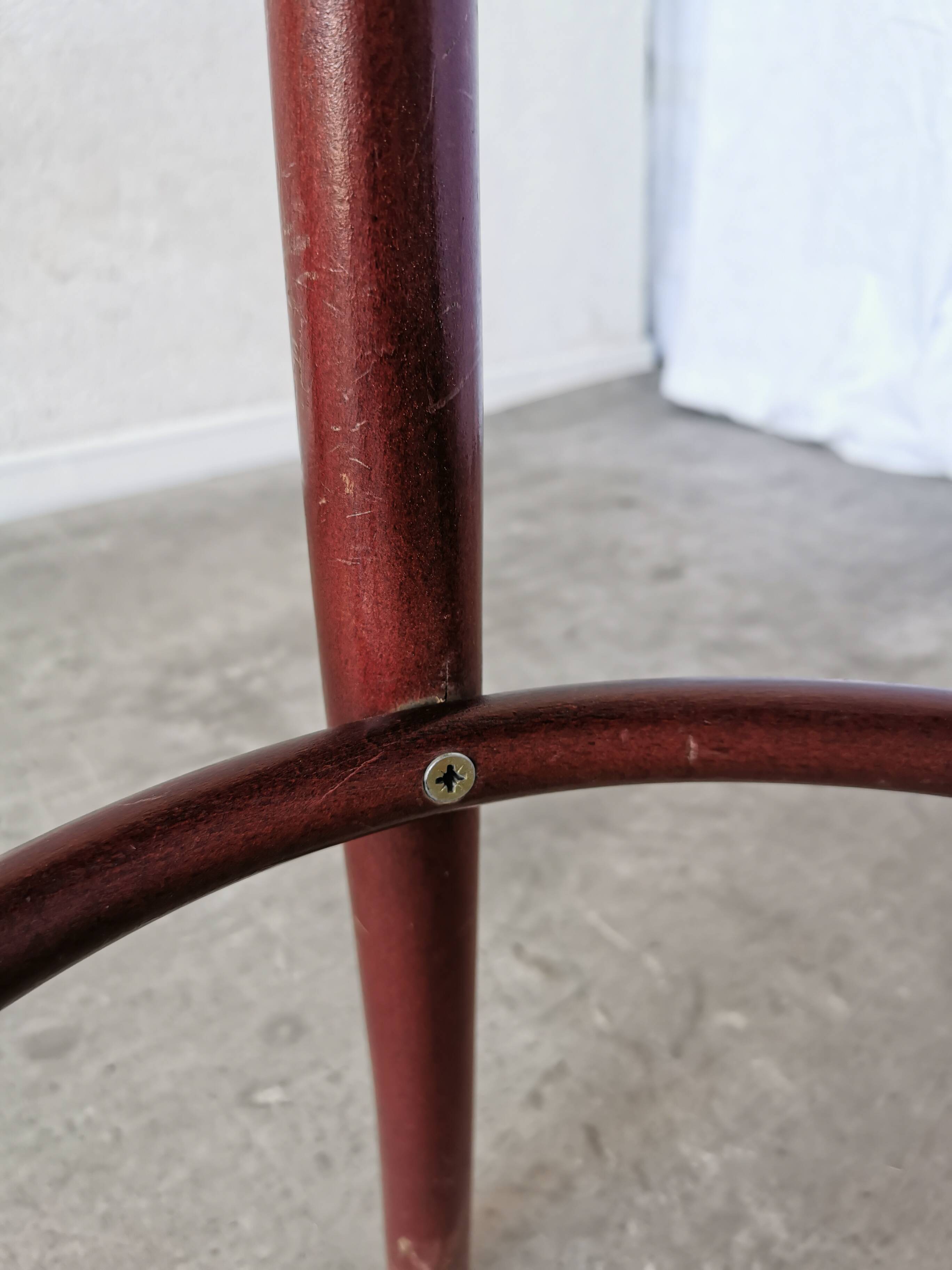 Vintage Irish Pub Stool: Green Leather Seat, Bentwood Thonet Style