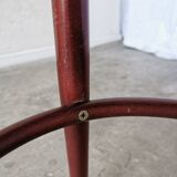 Vintage Irish Pub Stool: Green Leather Seat, Bentwood Thonet Style