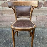 Pair of restaurant chairs bent wood imitation leather 50s