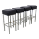4x Chrome and Leather Bar Stools, 1980s