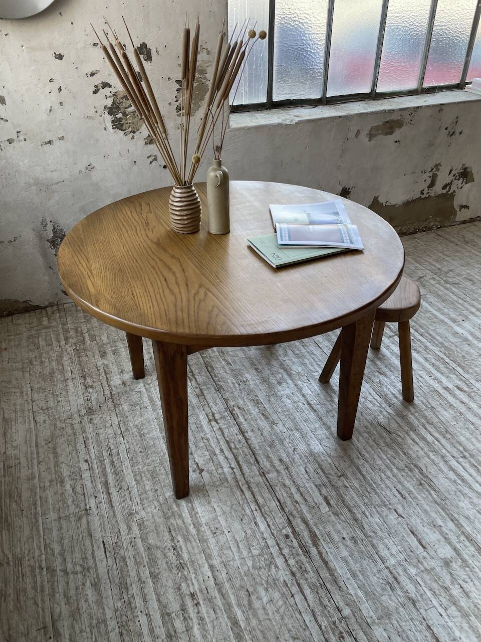 1950s round oak table