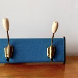 Vintage wall coat rack - 3 brass coat hooks